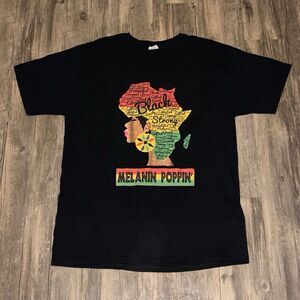 Melanin Poppin‎ Black Strong T Shirt Black Womens Size Large